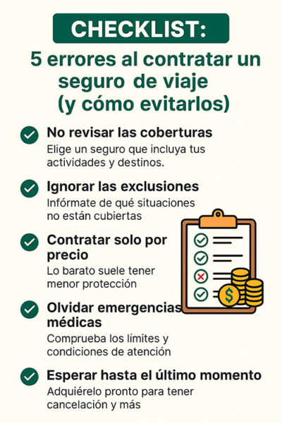 Checklist: errores al contratar un seguro de viaje